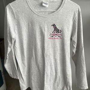 Gildan Gray Long Sleeve Tee with Pink Dog Design